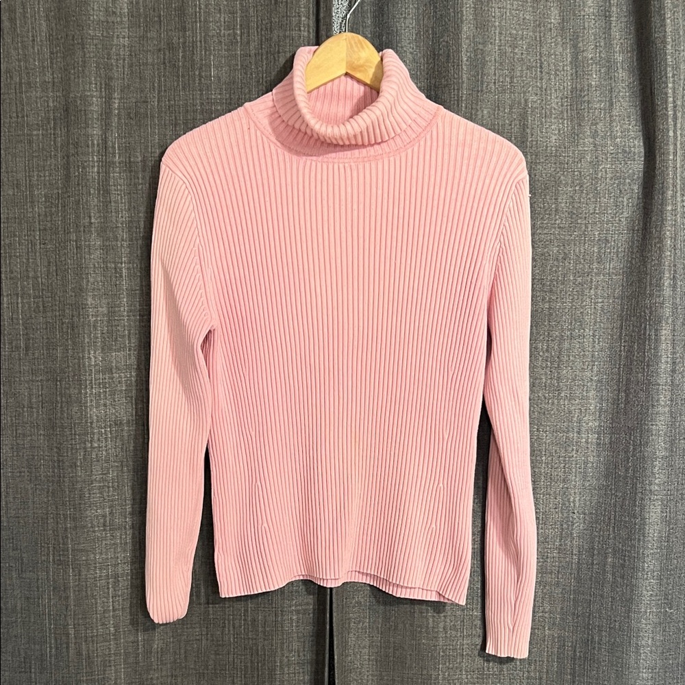 Gap ribbed pink turtleneck long sleeve size large